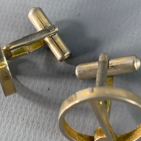 DUNHILL Silver Metal Monogram Circle Cuff Links - Picture 4 of 4